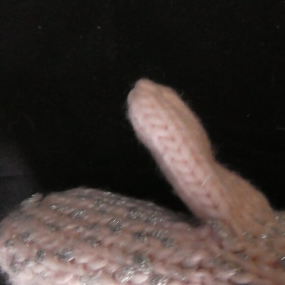 Fleece Lined Pink and Grey Knit Mittens with Shiny Fibers - Picture 6 of 15